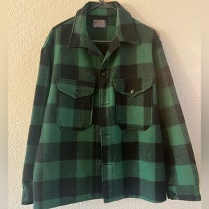 Pendleton Men's Wool Plaid Coat - green and black